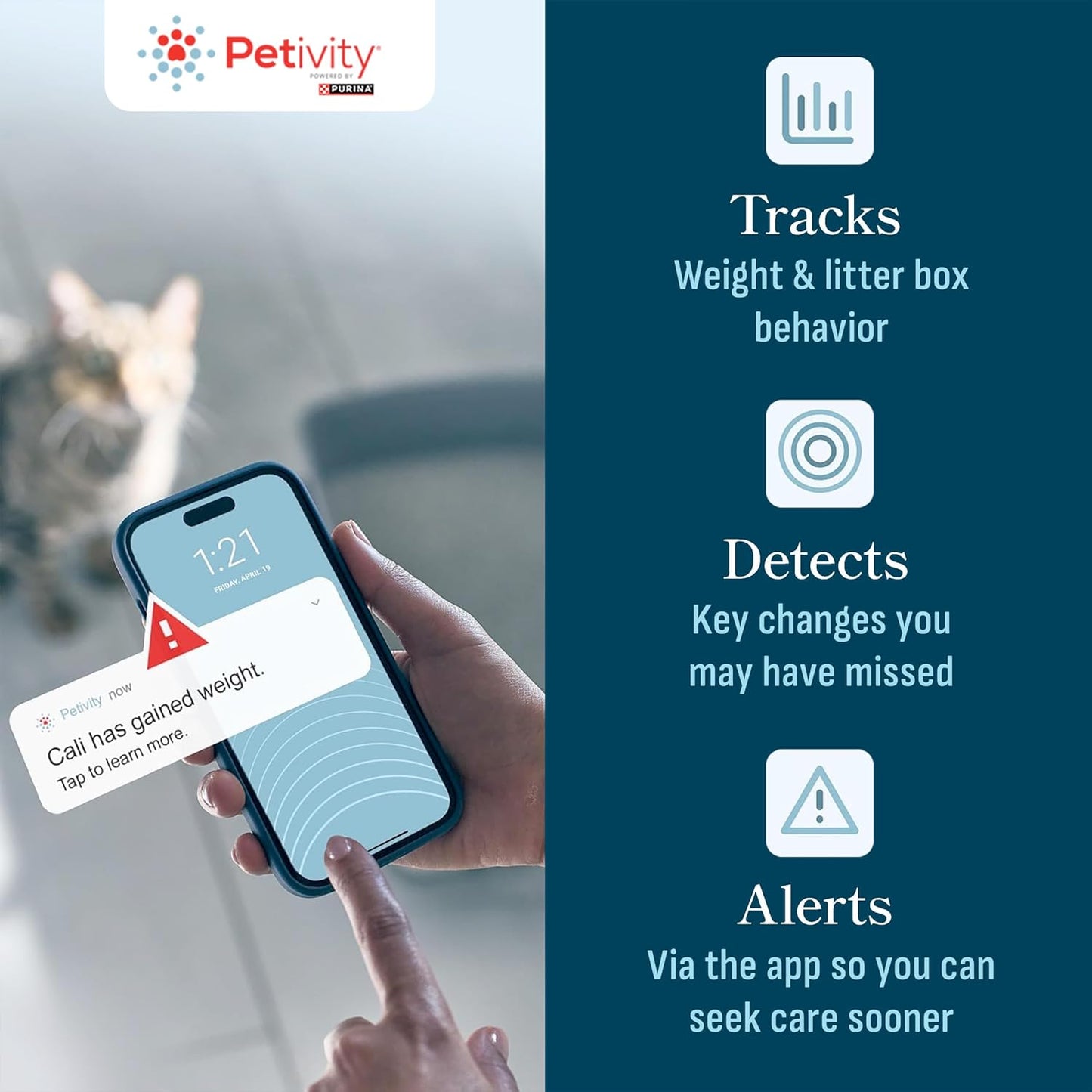 Purina Petivity Smart Litter Box Monitor Cat Weight Scale & Health Tracker - Monitor Litter Habits, Track Weight Accurately, AI Alerts & Monthly Reports, Phone App, Works for Multiple Cats