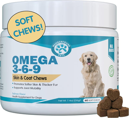 Wanderfound Pets - Omega 3 for Dogs, Skin and Coat Fish Oil, Dog Itch Relief, Soft Chews