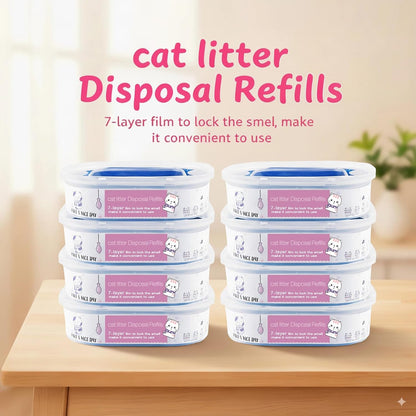 8 Pack 28FT Cat Litter Refill Cartridge, Compatible with Pet Genie Standard/Plus/Style Pail Refills, Up to 32 Months of Supply, 7 layer Odor Control Jumbo Refill Cartridge