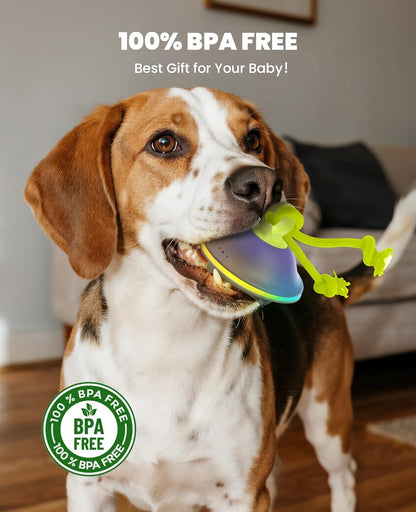 Smart Interactive Dog Toys, Automatic Moving and Rolling Dogs Ball with Rope, Motion-Activated Squeaky Ball for Small Medium Dogs for Boredom, RGB Lights, stimulating Sound, Voice Recording