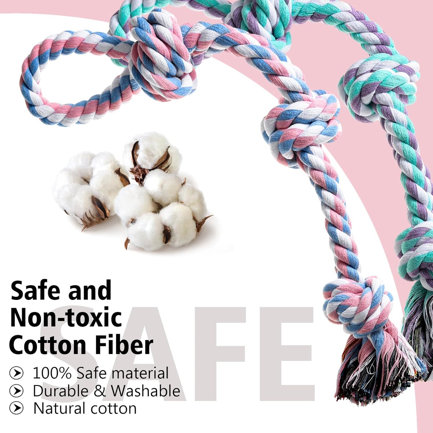 Dog Rope Toy, 2 Pcs Indestructible Dogs Toys, Dog Chew Toys for Aggressive Chewers, Tough Puppy Teething Chew Toys for Boredom, Dental Cleaning Tug of War Dog Toy, Great for Small to Large Breed