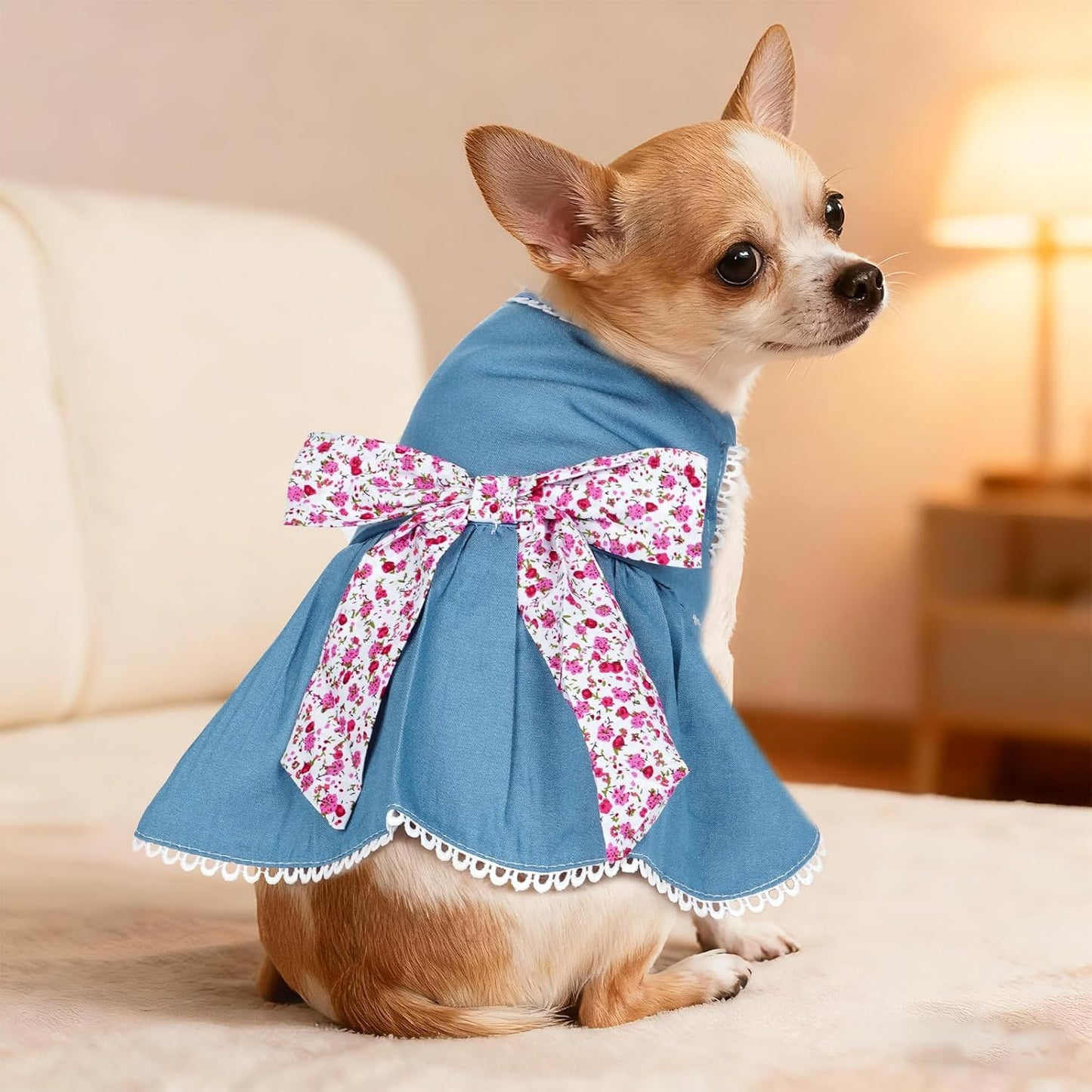 Small Dog cat Thin Denim Blue Dress