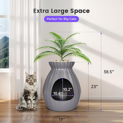 Plant Cat Bed for Indoor Cats – Extra Large Enclosed Cat Cave House with Replaceable Pad, Cozy All-Season Decorative Furniture for Big Cats