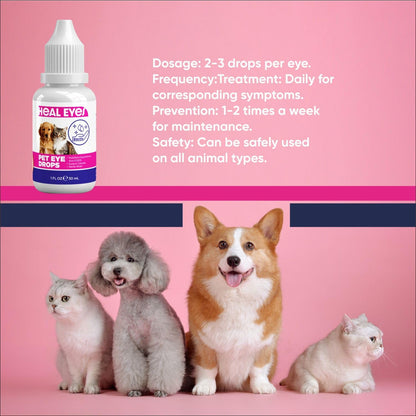 Heal Eyes Daily Eye Care Drops 1 fl oz (30 ml) for Cats, Dogs, Birds & Horses – Gentle Tear Stain Remover, Soothing Eye Cleaner, Alcohol-Free & Vet-Formulated