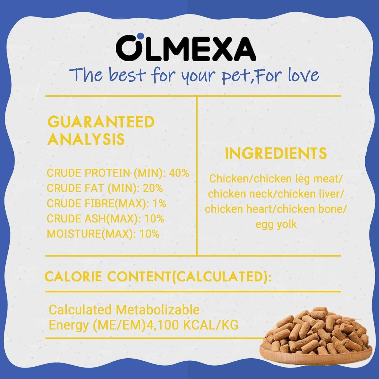 Freeze Dried Dog Food, Freeze Dried Raw Dog Food, Premium Selected Chicken Formula, Dog Treat, Dog & Cat Universal Formula, Highly Palatable, 110g