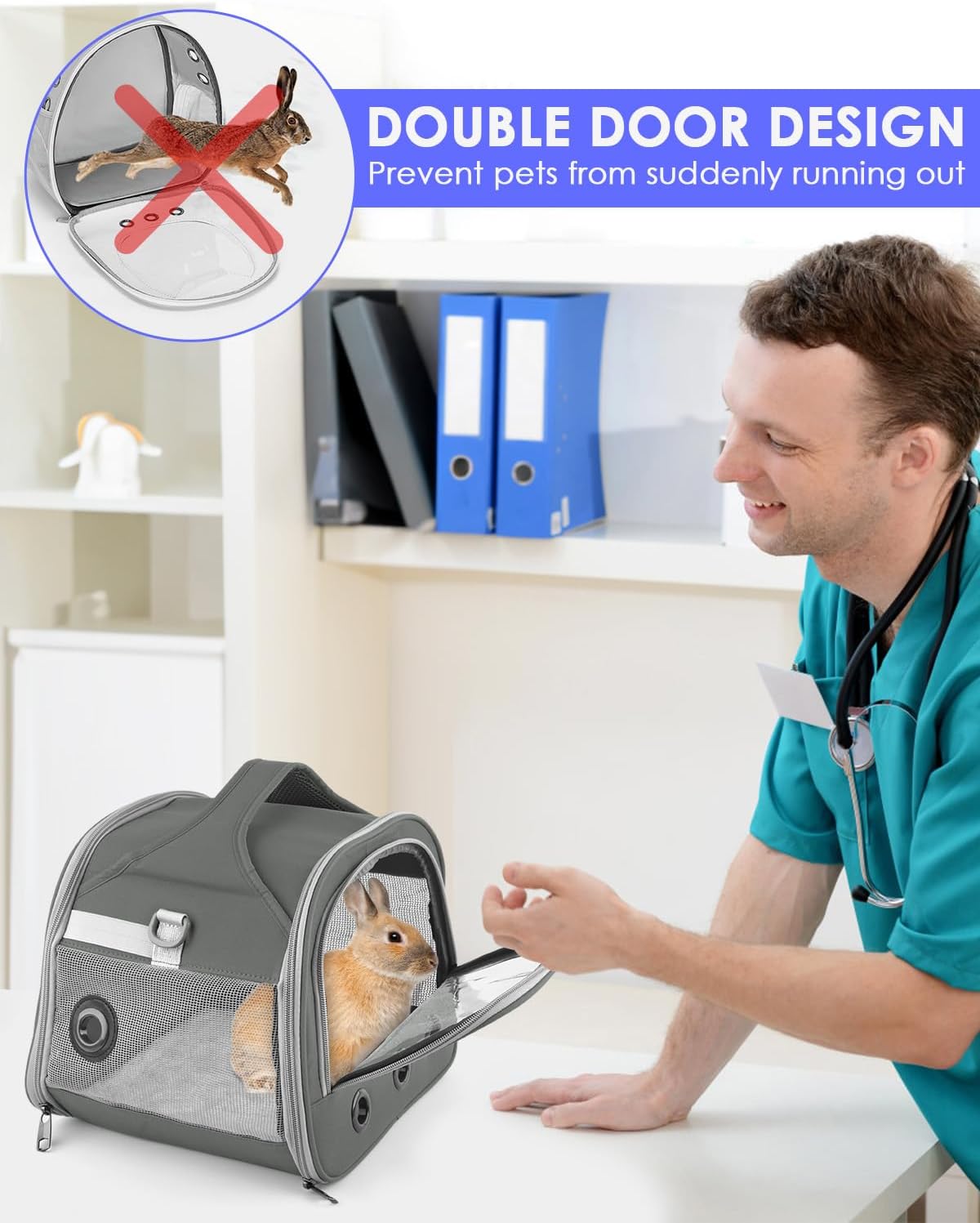 Bissap Guinea Pig Carrier Bag, Portable Small Animal Carrier Pouch for Hamster Chinchilla Rabbit Gerbil Hedgehog Sugar Glider Outgoing Travel Carrying Case - Grey