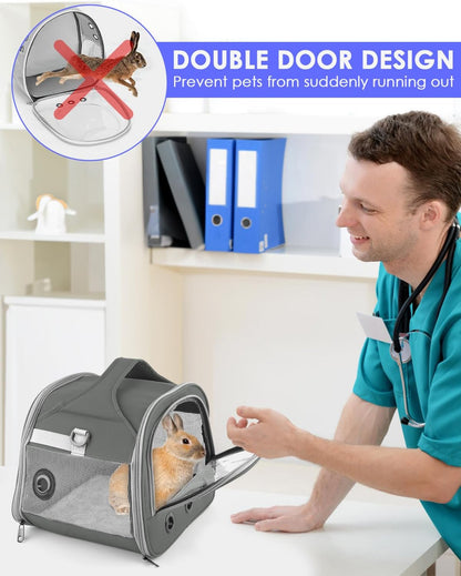 Bissap Guinea Pig Carrier Bag, Portable Small Animal Carrier Pouch for Hamster Chinchilla Rabbit Gerbil Hedgehog Sugar Glider Outgoing Travel Carrying Case - Grey