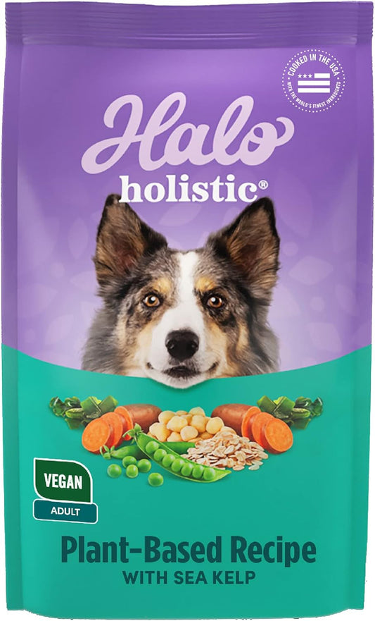 Halo Holistic Vegan Dog Food, Plant-Based Recipe with Kelp, Dry Dog Food, Complete Digestive Health, Kibble for Adult Dogs, 3.5 lb Bag