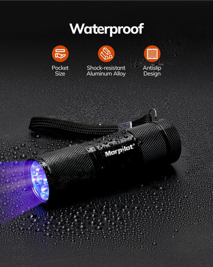 Morpilot Black Light Flashlight Mini UV Flashlight: 395nm Blacklight Flashlights, 9 Led Pet Urine Detector Light for Dog/Cat, Dry Stains, Resin Curing, Bed Bug