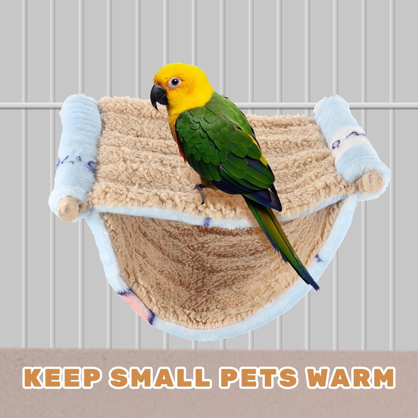 Double-Layer Hanging Hamster Hammock Bed, Delicate Guinea Pig and Chinchilla Cage Accessory, Warm Blue Small Animal Sleep Nest for Rats and Hamsters