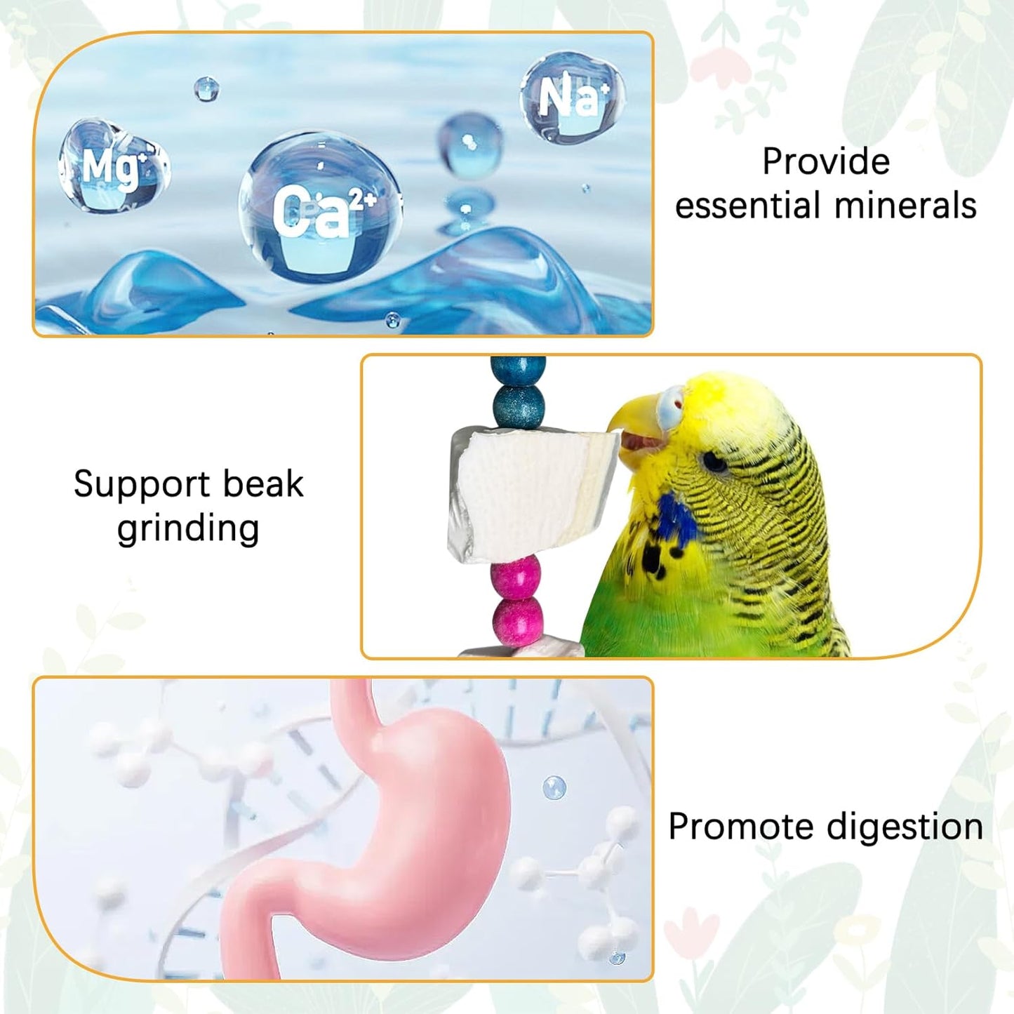 Hamiledyi 2 Pack Bird Toys with Five Cuttlebone - Natural Calcium Chew Toy for Beak Grinding, Hanging Wooden Cage Accessories for Parakeets, Budgies, Cockatiels, Lovebirds(Style C)