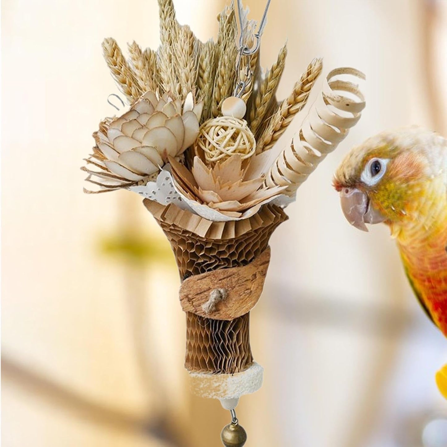 Parakeet Chew Toys, Parrot Bird Toys,Bird Chew Toys with Wheat Ears Bouquet Design | Funny Chew Toy