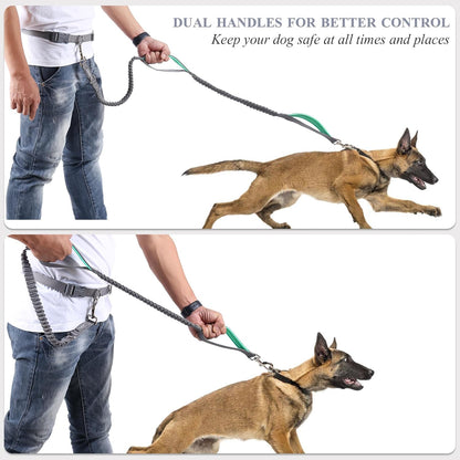 VIVAGLORY Hands Free Dog Leash + Dog Coat, Running Waist Leash with Belt for Running Walking, Warm Fleece Lined Reflective