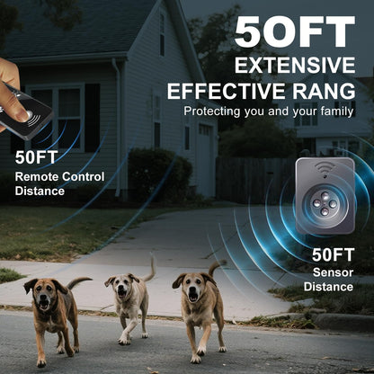 Ultimate Ultrasonic Bark Control Device for Dogs - 50ft Remote & Auto Sensor Modes | Weatherproof Anti-Bark Deterrent | Handheld Remote Training Tool | Stop Excessive Barking Humanely - Black