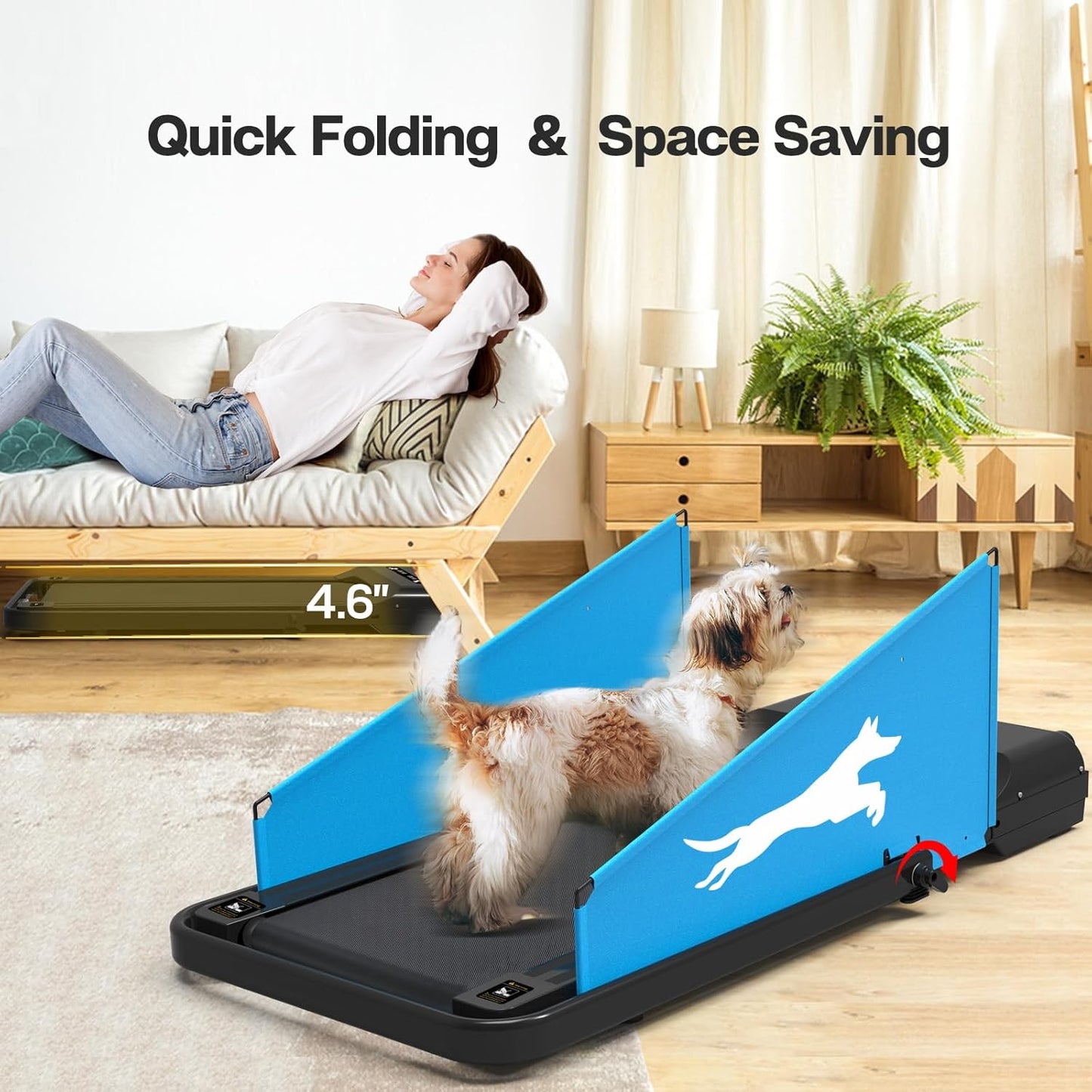 Dog Treadmill for Small Dogs,1.5HP Folding Dog Running Machine,Small Dog Treadmill, Dog Pacer Training Pad,220lbs