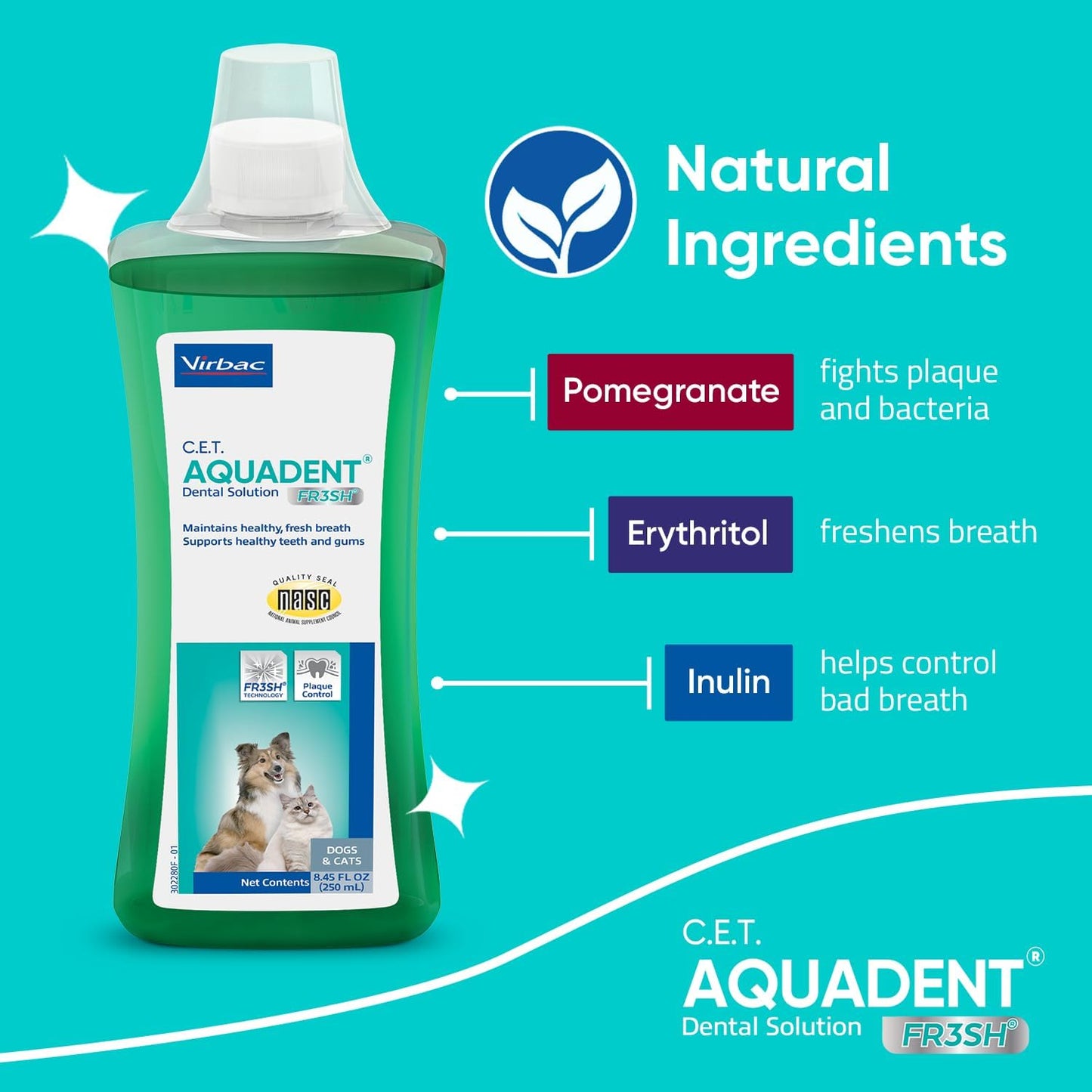 Virbac C.E.T. Aquadent Dental Solution for Dogs and Cats (250 ml)