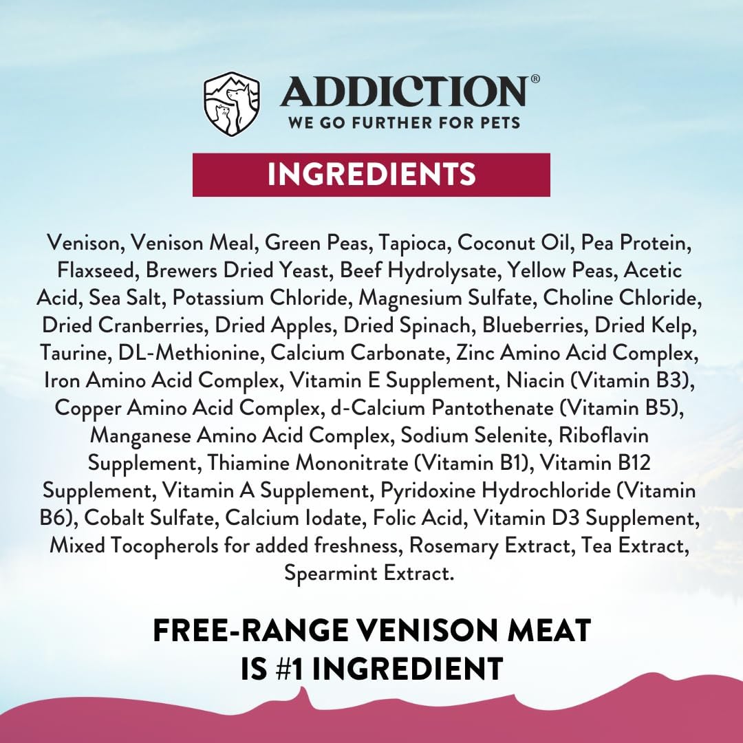 Addiction Viva La Venison Grain-Free Dry Dog Food for Small Breeds All Life Stages, Venison Dog Food, Gluten-Free Kibbles for Small Dogs – Made in New Zealand –3.3lb