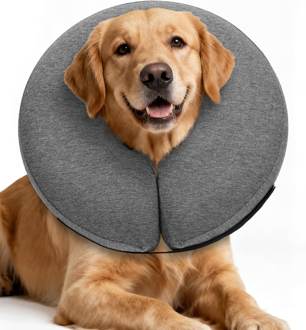 MIDOG Inflatable Dog Cone Collar – Soft Dog Cone Alternative After Surgery, Comfortable Recovery Neck Donut ECollar for Small Medium & Large Dogs and Cats to Stop Licking & Vision-Friendly (Grey,XL)