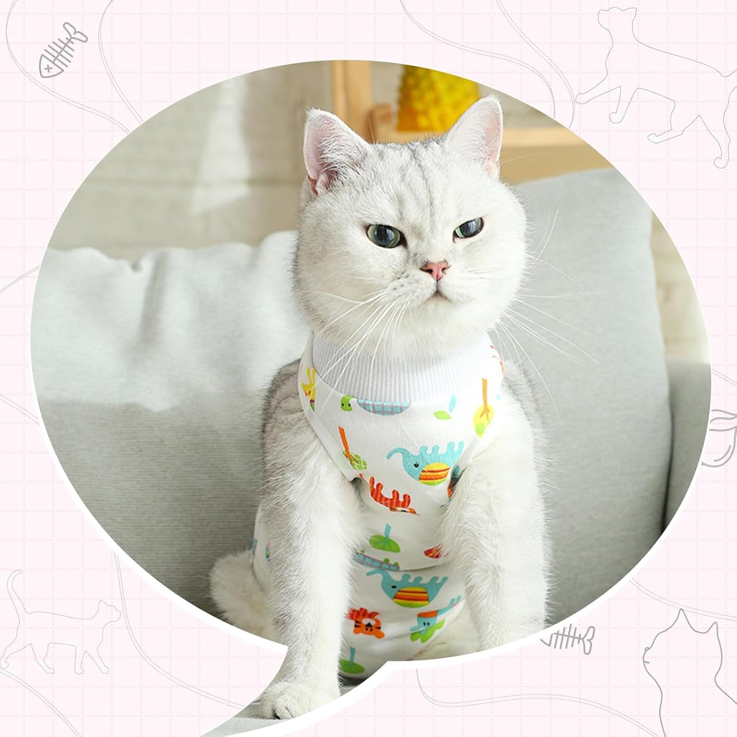 2 PCS Cat Recovery Suit Female Cat Onesie for Cats After Surgery Spay Abdominal Wounds, Kitten Surgery Recovery Suit Female Breathable E-Collar Alternative Kitten Onesie Anti Licking Medium