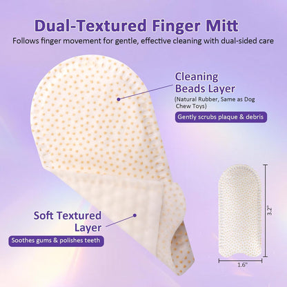 Pet Dental Finger Wipes,Teeth Cleaning Wipes for Dogs & Cats, Cats & Dogs Probiotic Teeth Wipes, Daily Oral Care for Plaque & Tartar Removal, Fresh Breath Support, 50 Count