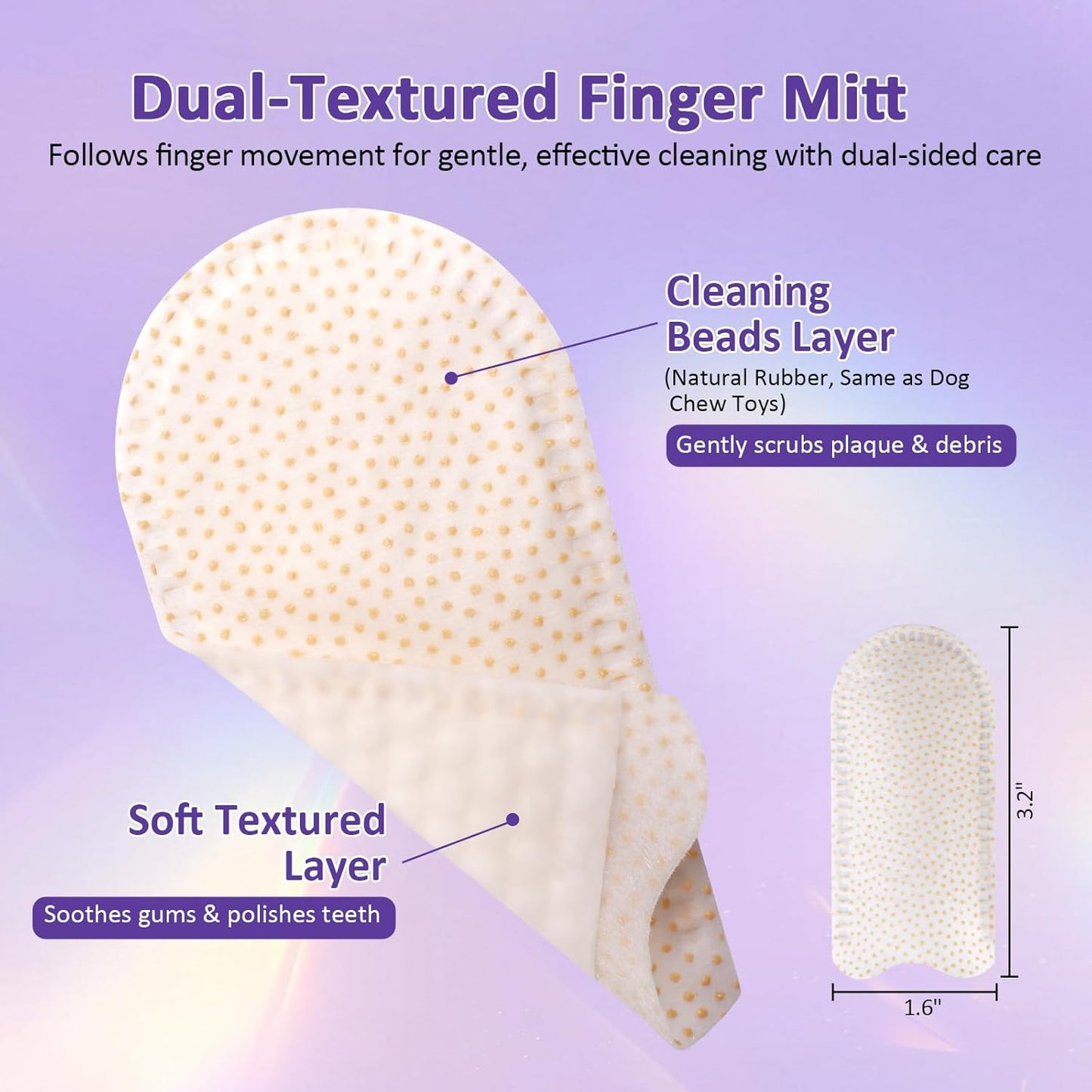 Pet Dental Finger Wipes,Teeth Cleaning Wipes for Dogs & Cats, Cats & Dogs Probiotic Teeth Wipes, Daily Oral Care for Plaque & Tartar Removal, Fresh Breath Support, 50 Count