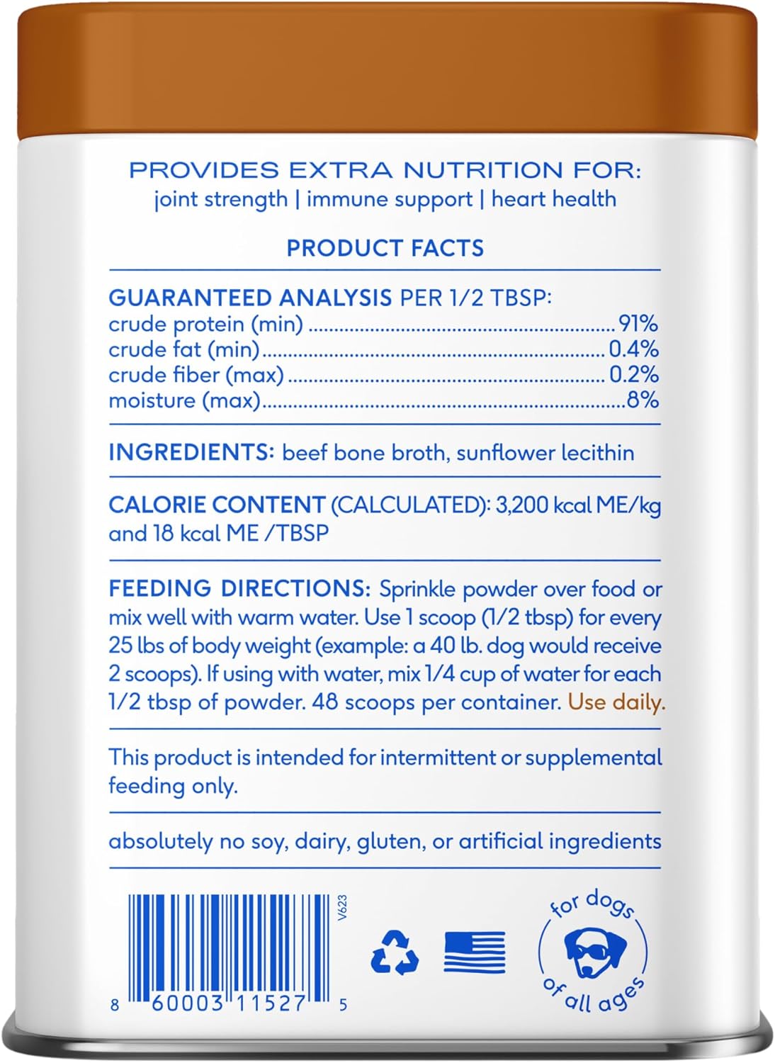 Native Pet Bone Broth for Dogs - Made with Real Beef Bone Broth, Dog Food Toppers for Picky Eaters - Provides Extra Hydration & Nutrition for Joint Strength, Immunity & Heart Health-48 Scoops