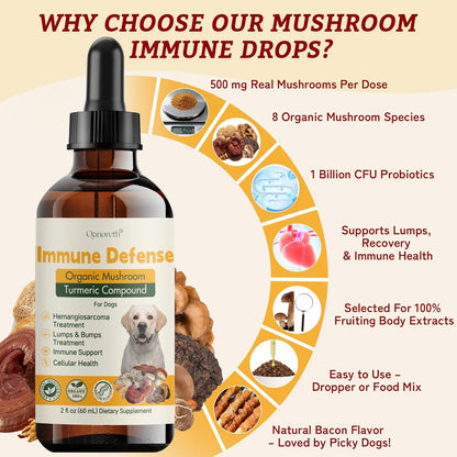 Natural Dog Lumps & Bumps Treatment- Lipoma Treatment for Dogs - Digestive, Cellular, Immune Health Support - Organic 8 Mushroom Supplement Blend, Probiotic & Antioxidants with Turkey Tail Mushroom