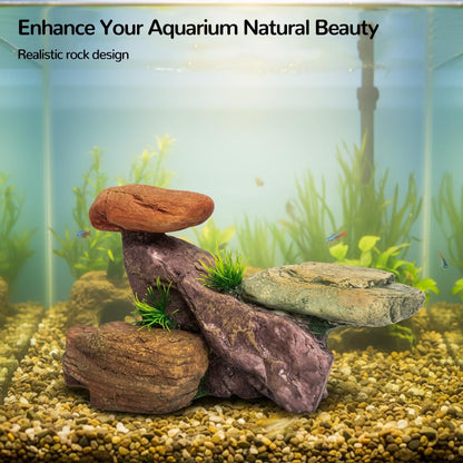 Mipukbay Large Aquarium Decor Rock, Resin Fish Tank Artificial Stone Ornament for Freshwater/Saltwater, Safe Landscape Hideout for Betta Fish, Goldfish and Aquatic Pets