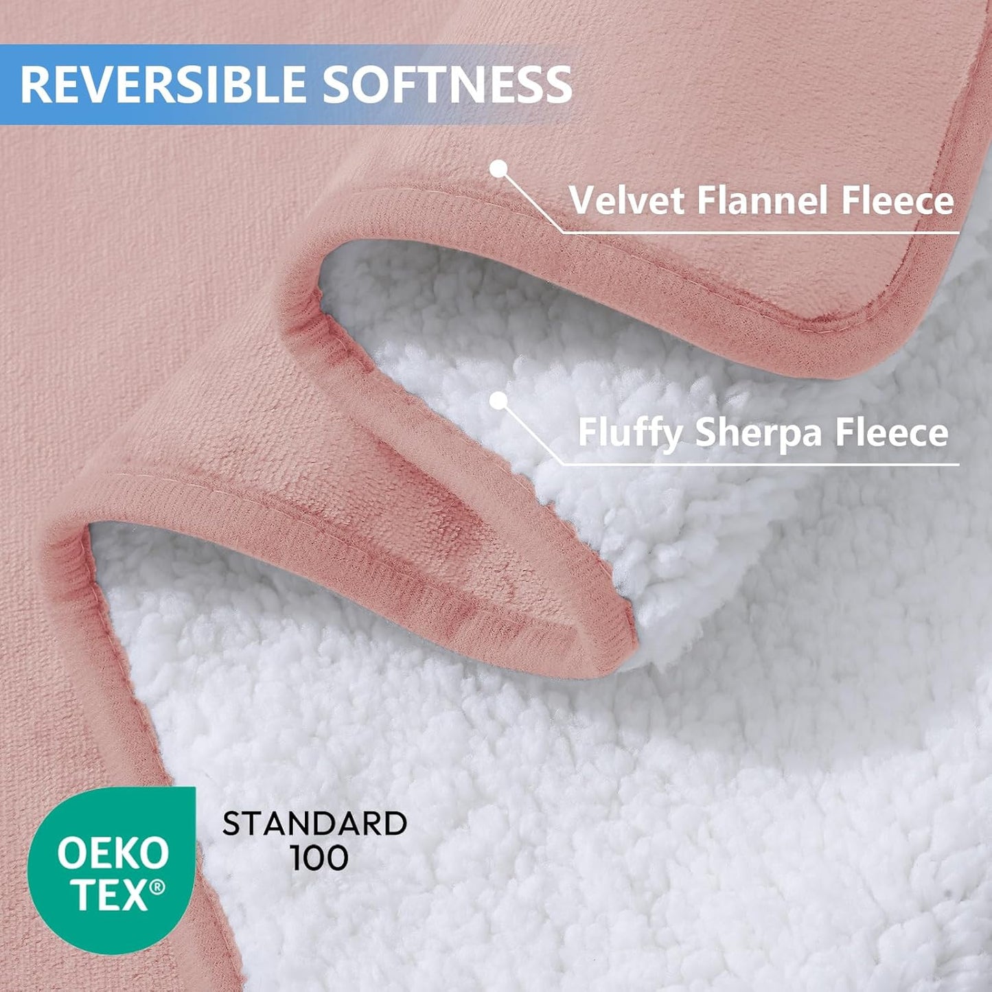 Smiry Waterproof Dog Bed Blanket, Leakproof Pet Throw Blanket for Bed Couch Sofa, Reversible Sherpa Fleece Furniture Protector Cover for Small Medium Large Dogs Cats (Dusty Pink, 50x60 inches)