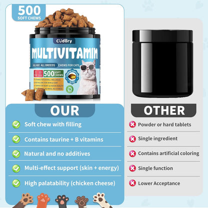 Natural Skin and Coat Support for Cats Cat Multivitamin, Crunchy & Creamy Cheese Chew