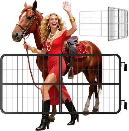 48 x 24 inches Stall Guards for Horses, 4 inches Thickened Horse Stall Gates, Heavy Duty Steel Yoke Design Fits Anxiety Horses, Standard Barn Doorways, Stall & Muck Supplies