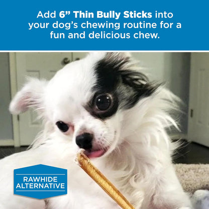 Best Bully Sticks 6 Inch Thin Bully Sticks - 24 Count (Pack of 1) - Natural, Easily Digestible, 100% Grass-Fed, Grain and Rawhide Free