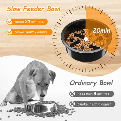 COMESOON Slow Feeder Dog Bowl, Slow Down Eating Anti-Choking Bloat Stop Maze Design Dog Dishes Fit for COMESOON Bowl Stand DB-G03/DB-B03, Black