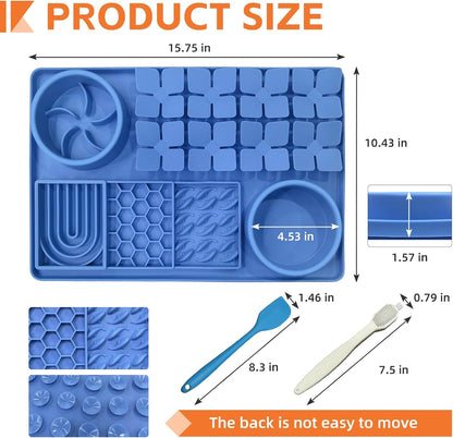 Lick Mat for Dogs Blue and Pet Hair Removal Glove