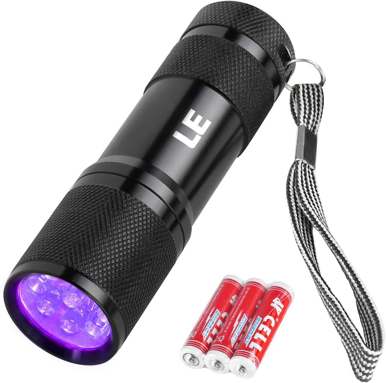 Lighting EVER Black Light Flashlight, Small UV Lights 395nm, Portable Ultraviolet Light Detector for Invisible Ink Pens, Dog Cat Pet Urine Stain, AAA Batteries Included