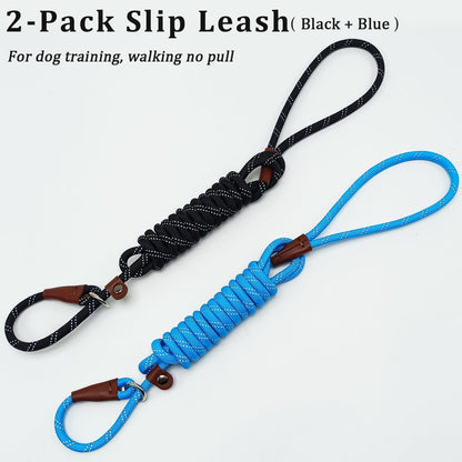 WYuZe 8 FT Slip Lead Leash for Dogs Training Leash (Black+Blue+Red)