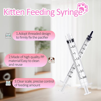 Puppy Bottles for Nursing,Puppys Bottles for Nursing Newborn Puppy,Syringe for Feeding Cat Bottle for Kittens,New Upgrade Kitten Silicone Newborn Supplies (Pink)