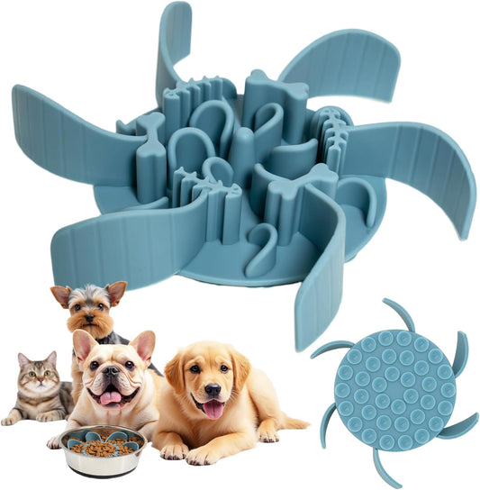 Slow Feeder Insert for 4.5"-7" Dog Bowl, Cuttable Silicone Maze with Suction Cups, Anti-Gulping Slow Eating Mat, Dishwasher Safe