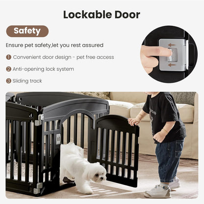 SMUG Dog Playpen 4-Panel 24" | Safe & Secure Indoor/Outdoor Pet Fence | Folding & Portable |35 x 35 x 24IN, Ideal for Small to Medium Dogs | Easy to Clean （Black）