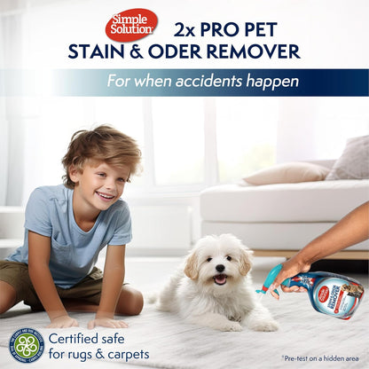 Simple Solution Stain & Odor Eliminator for Pets, Carpet Deodorizer, Enzyme Pet Odor Eliminator for Home, Stain Remover for Cat & Dog Pee, Urine Destroyer, Carpet Cleaner Spray, 32 oz
