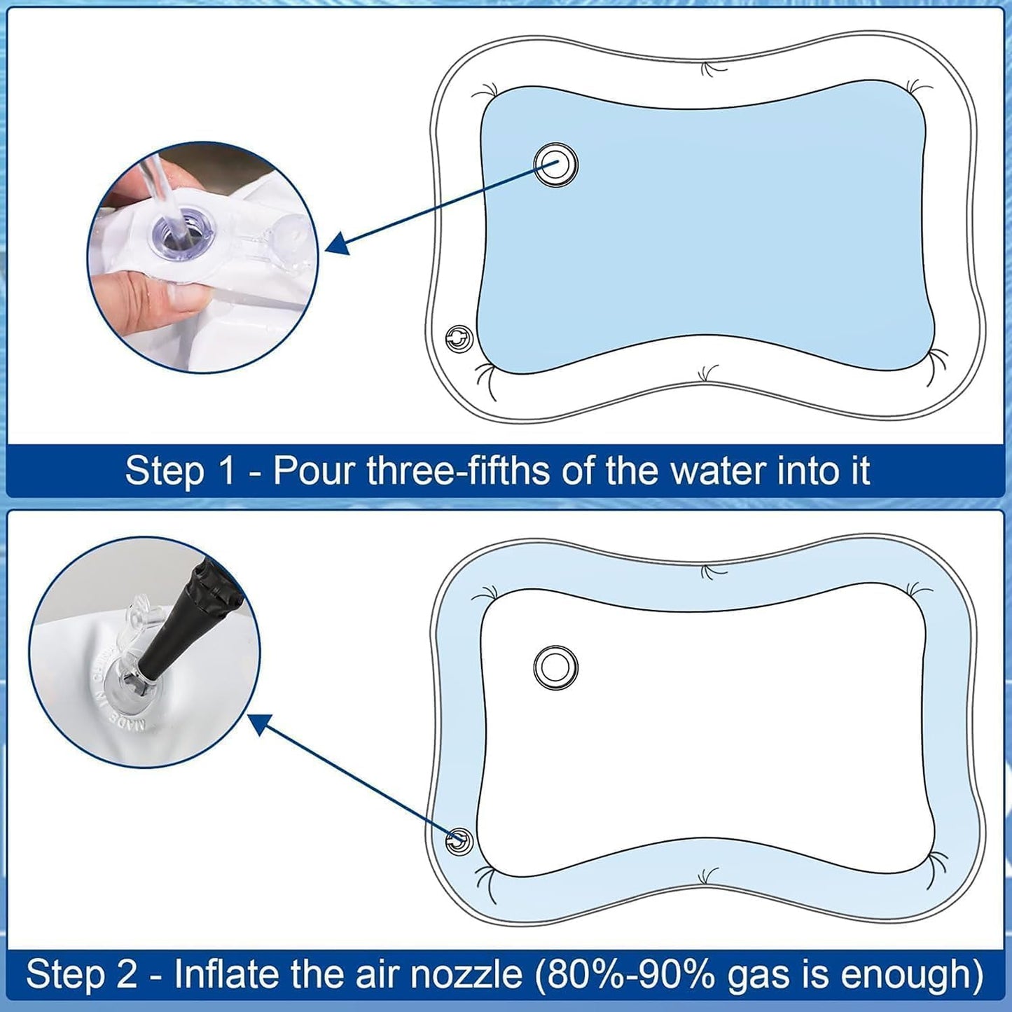 2 Packs Thickened Water Sensor Play Mat for Cats,Cat Cooling Pad Keep Your Pets Cool in The Summer,Cats Water Play Mat with Fish for Pet Play,Cat Water Mat Toy for Kids,Pets(Dolphin Design)