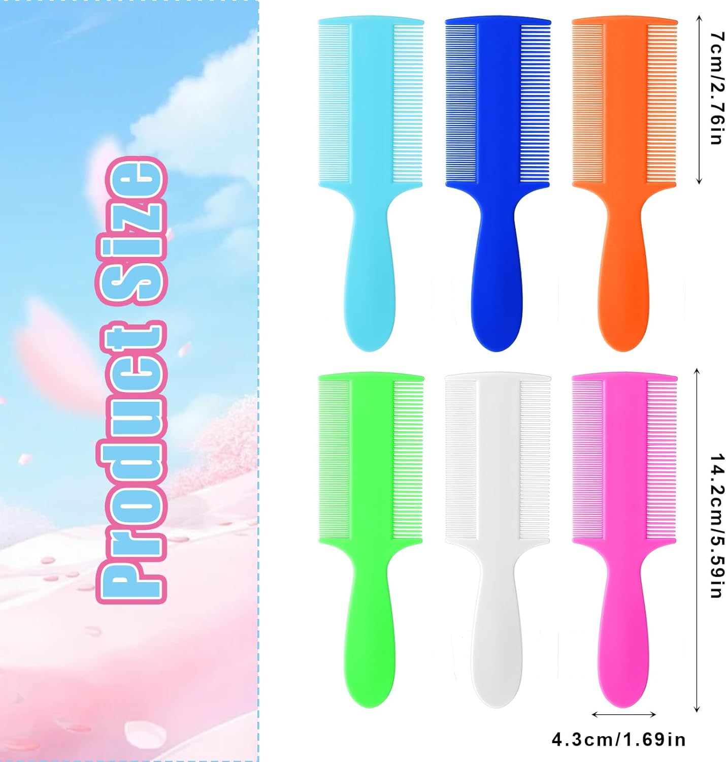 6pcs Double Sided Fine Tooth Lice Comb with Handle, Dandruff and Lice Pet Flea Comb for Newborn Babies Adults Pets Dogs Kitten Cats (Plastic, 6 Colors)