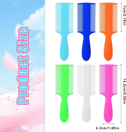 6pcs Double Sided Fine Tooth Lice Comb with Handle, Dandruff and Lice Pet Flea Comb for Newborn Babies Adults Pets Dogs Kitten Cats (Plastic, 6 Colors)