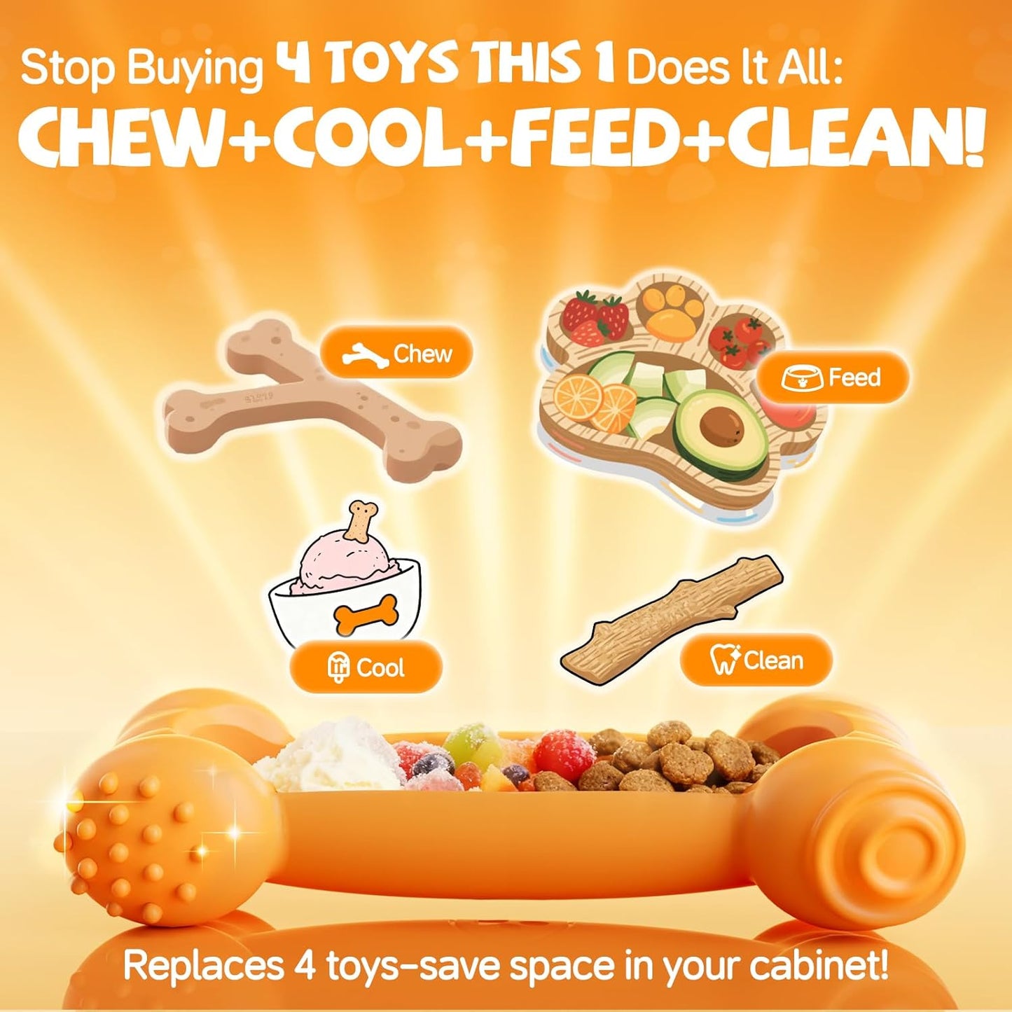 Dog Enrichment Toys 6 Pack-Dog Toys to Keep Them Busy,Lick Mat,Ball & Chew Bone with Peanut Butter,Frozen Treat Puzzle Dispenser for Anxiety Relief,Reduce Boredom,Perfect for Bathing Grooming