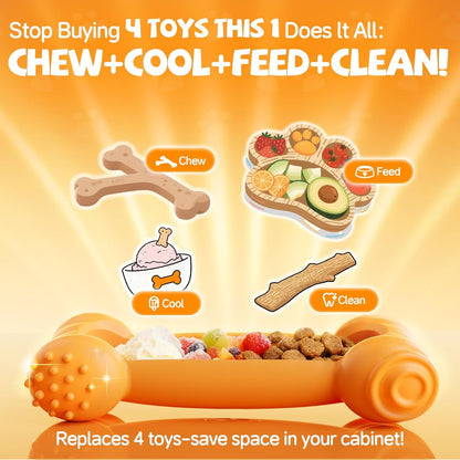 Dog Enrichment Toys 6 Pack-Dog Toys to Keep Them Busy,Lick Mat,Ball & Chew Bone with Peanut Butter,Frozen Treat Puzzle Dispenser for Anxiety Relief,Reduce Boredom,Perfect for Bathing Grooming