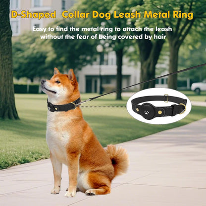 Adjustable AirTag Dog Collar – Waterproof Nylon Pet Collar with Built-in Air Tag Holder and D-Ring Leash Attachment Comfortable Padded, Heavy Duty Dog Collars – Fits Medium Large Dogs(Black)