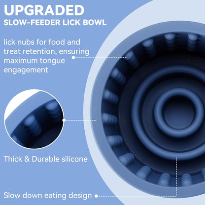 Dog Slow Feeder Lick Bowl, Anxiety Relief Dog Licking Mat Treat Dispenser, Non-Slip Anti-Choking Slow Eating Lick Bowl for Small Medium and Large Breed Dogs, BPA Free Silicone