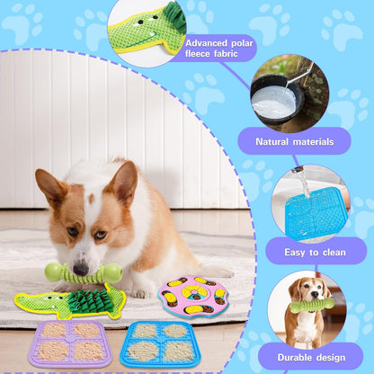 9 PCS Interactive Dog Puzzle Toy Set, Mentally Stimulating Dog Enrichment Toys for Small to Medium Smart Dogs, Includes Lick Mat with Suction Cups and Snuffle Mat for Dogs