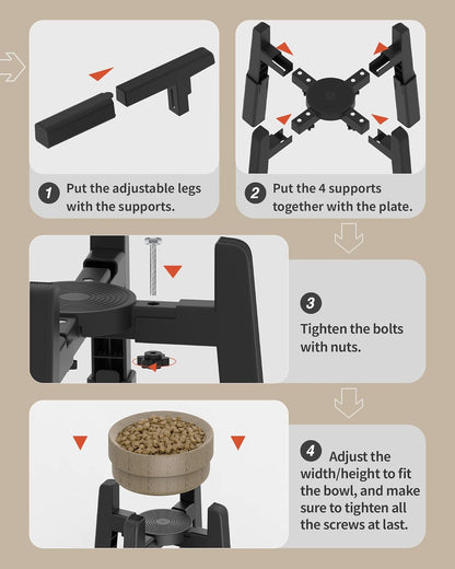 CZPET Dog Bowl Stand with Adjustable Height and Width [Stand Only], Single Raised Pet Water & Food Feeder for Medium & Large Dogs, Stable and Anti-Slip Eelvated Bowl