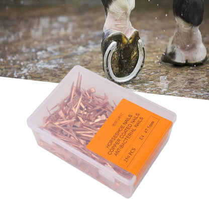 Horseshoe Nails, 250Pcs Copper Plated Rustproof Horse Training Equestrian Sports Riding Equipment Pet Supplies for Securing Firmly (47.5mm E4)